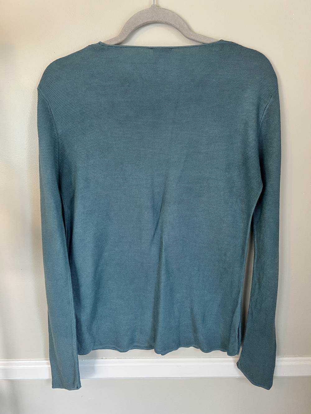 Eileen Fisher Women's Sweater Blue Size M 100% Silk Knit Boat Neck Lightweight